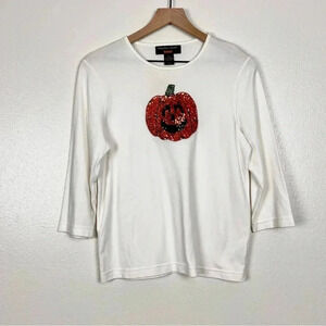 Hampshire Stidio Sequins JackOLantern Top